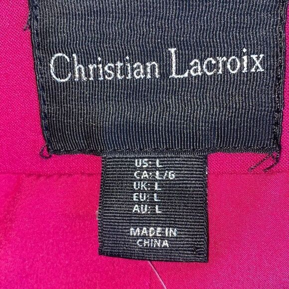 Christian Lacroix NWT Matching Set Wide Leg AvantGarde Clerical Barbie HotPink L - Picture 12 of 13